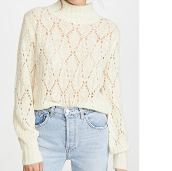 Reformation Jessie Pointelle Alpaca Iyory Sweater - Picture 1 of 10